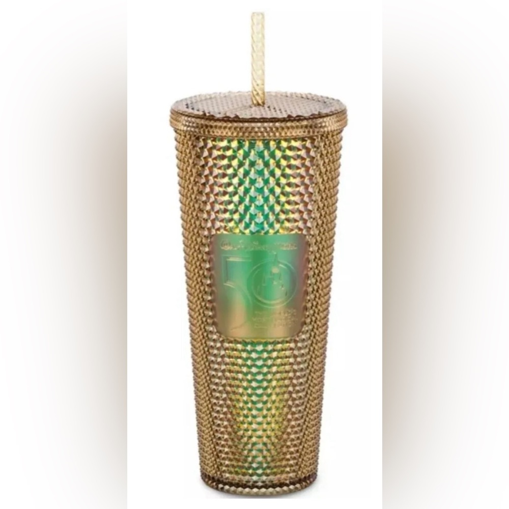 STARBUCKS DISNEY PARKS 50TH ANNIVERSARY RARE TUMBLER GOLD NEW BOXED